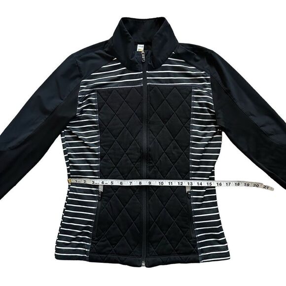 lole Black & White Stripe Quilted Long Sleeve Full Zip Up Jacket Size Small - Picture 11 of 15